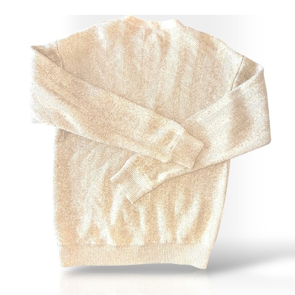 Roundtree & Yorke Beige Herringbone Cotton Cardigan Preppy Neutral Grandpa - Picture 8 of 12